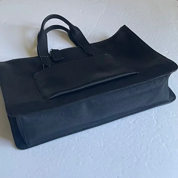 Coach Metropolitan Soft Briefcase Black Leather Laptop Bag Crossbody Slim Pocket - Picture 5 of 16